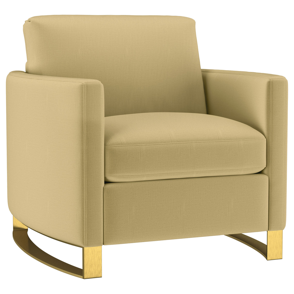 Corliss Upholstered Curved Track Arm Chair in Camel