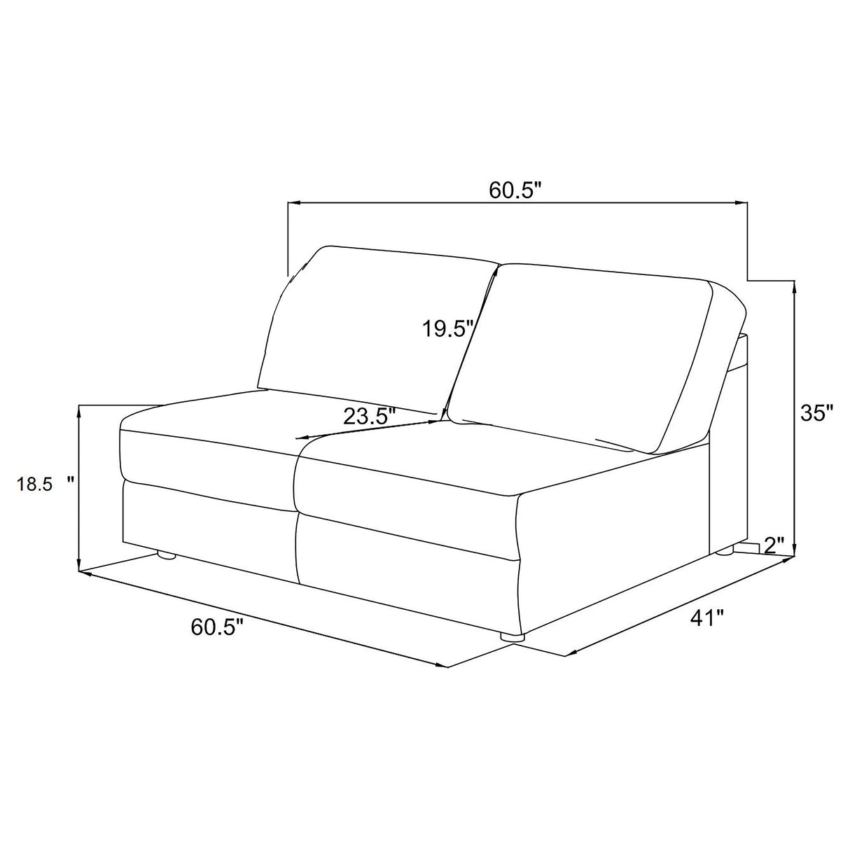 Emberson Upholstered Armless Loveseat in Ivory