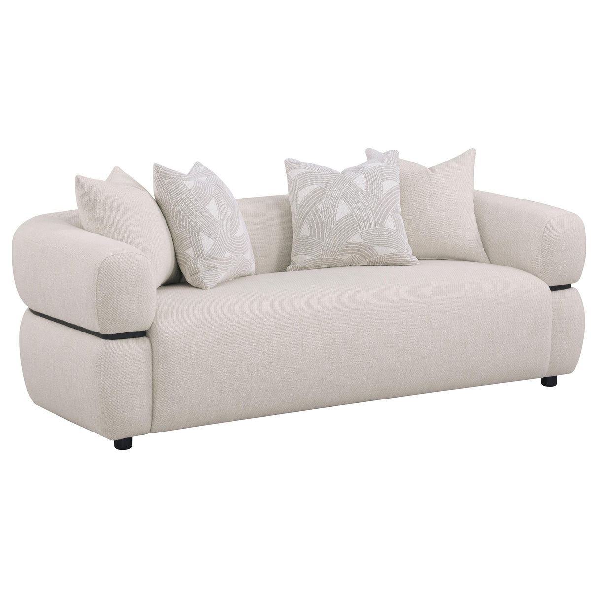 Jeanette 2-Piece Fabric Upholstered Round Arm Sofa Set Beige