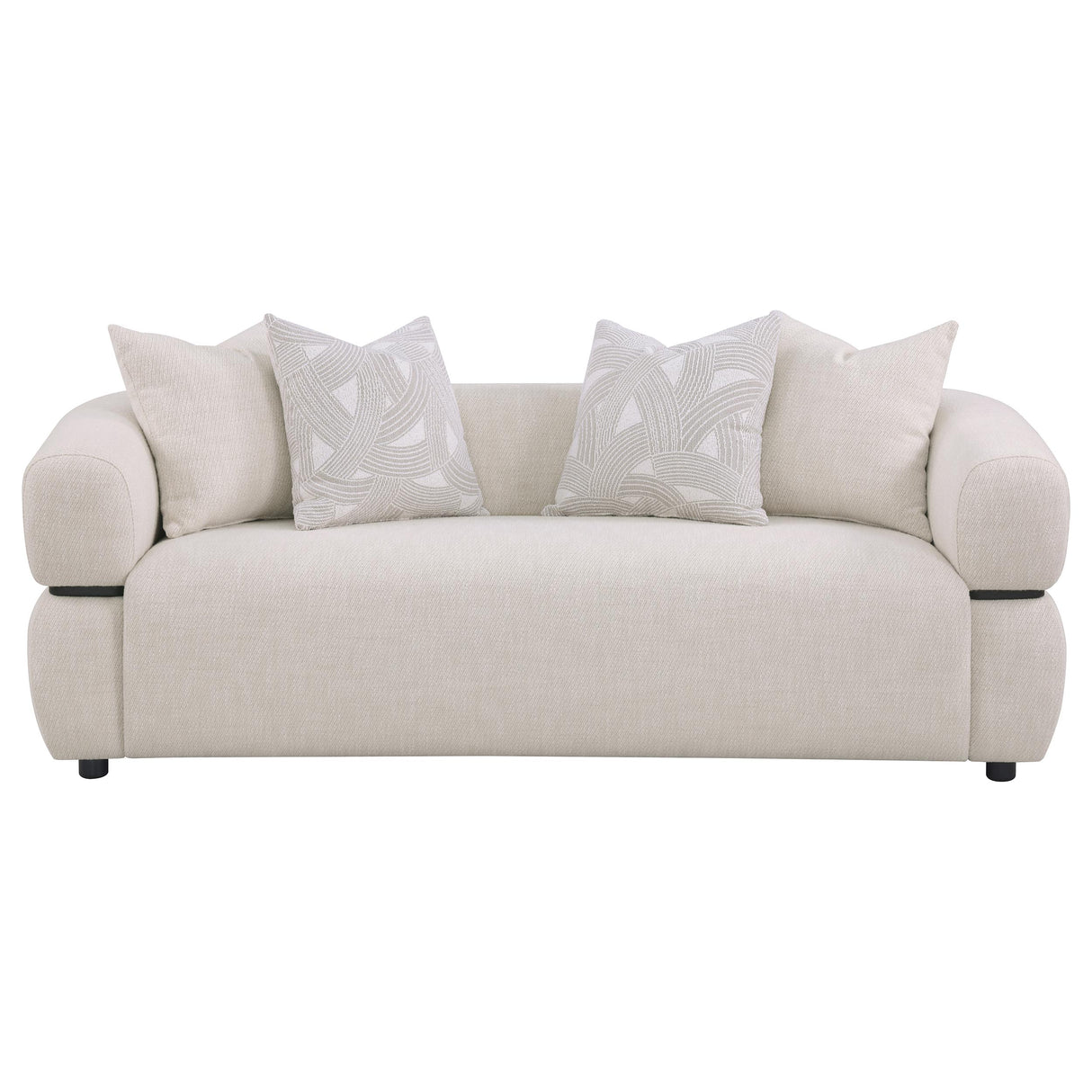 Jeanette 84-inch Round Arm Sofa in Beige Fabric