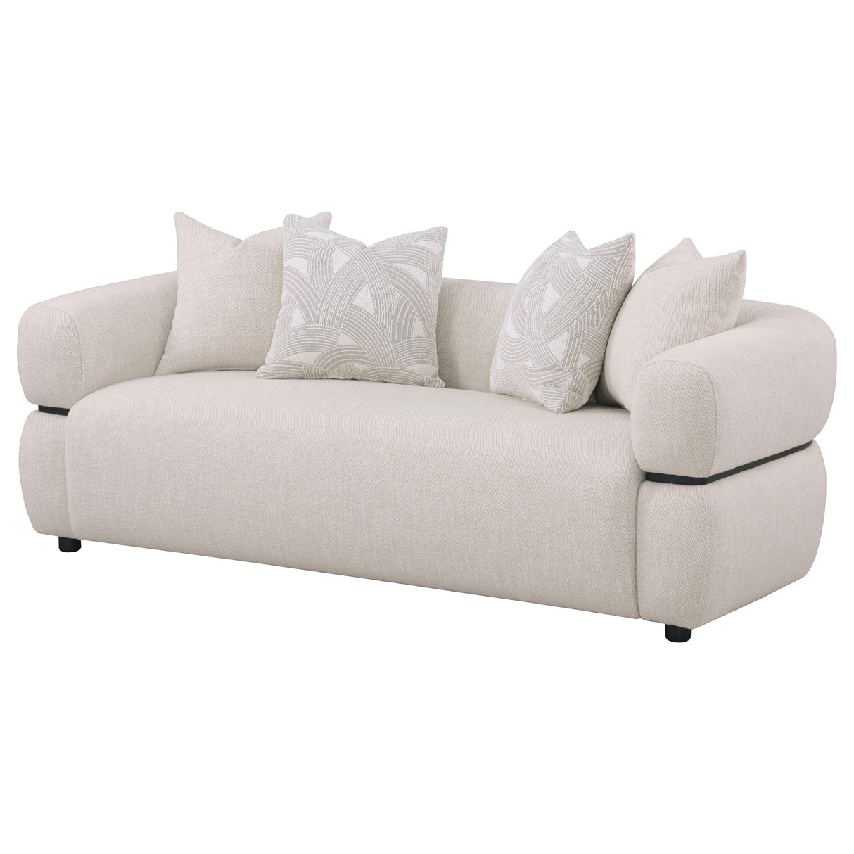 Jeanette 84-inch Round Arm Sofa in Beige Fabric