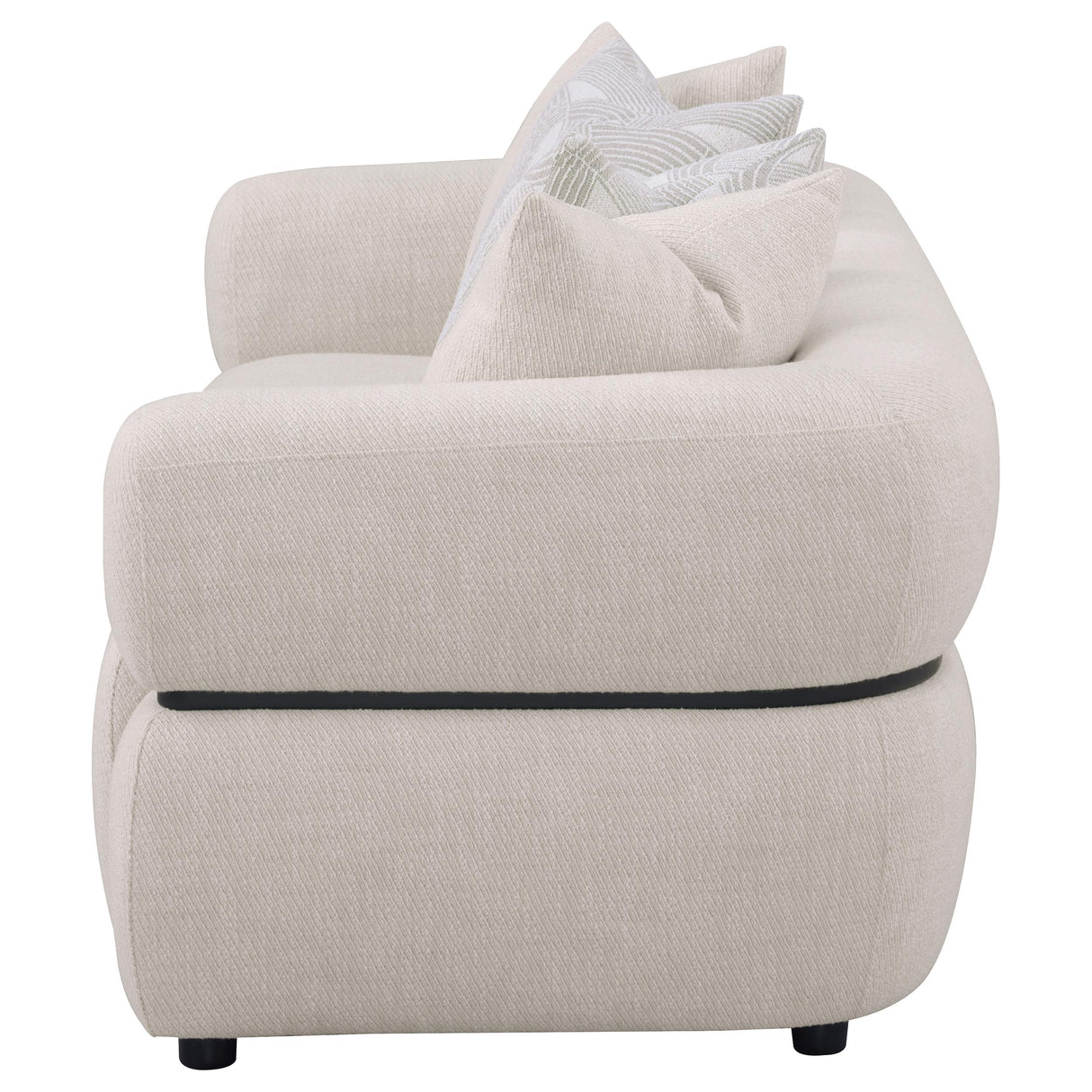 Jeanette 84-inch Round Arm Sofa in Beige Fabric