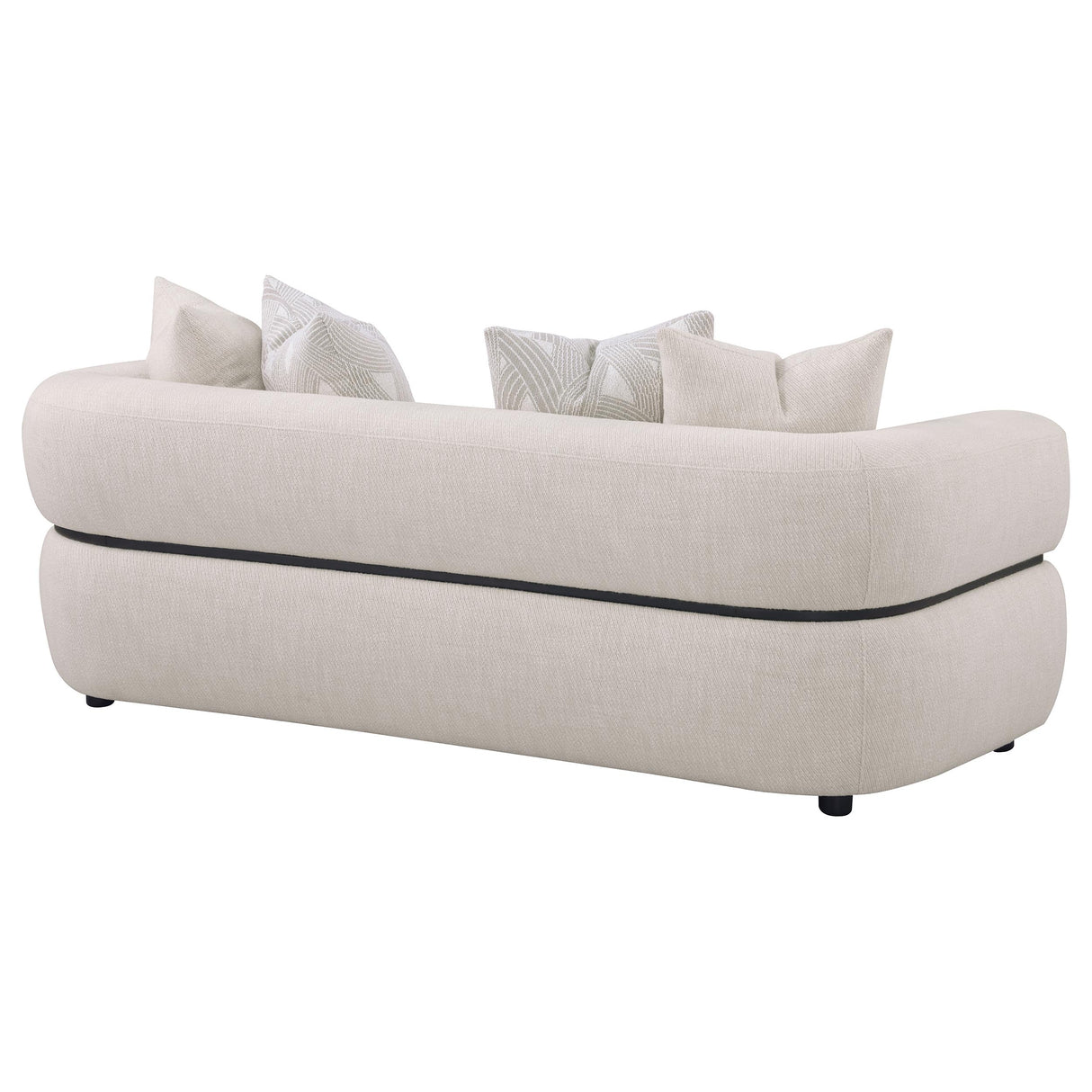 Jeanette 84-inch Round Arm Sofa in Beige Fabric