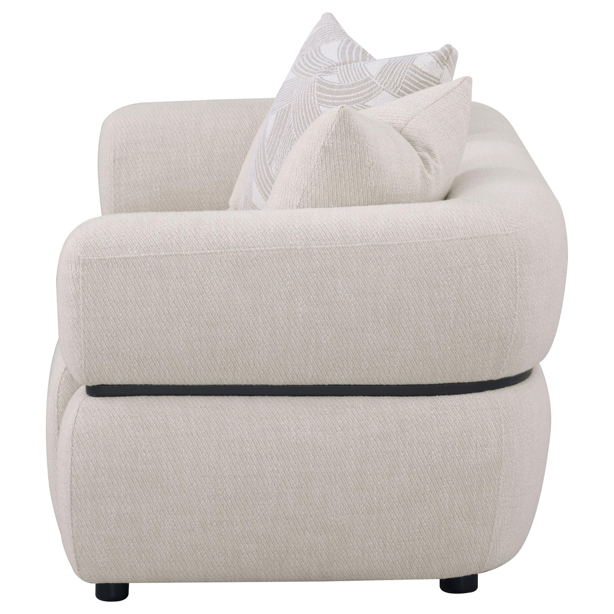 Jeanette 73-Inch Beige Fabric Upholstered Round Arm Loveseat