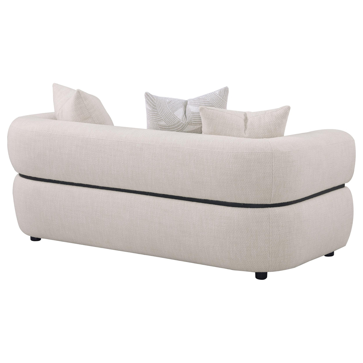 Jeanette 73-Inch Beige Fabric Upholstered Round Arm Loveseat