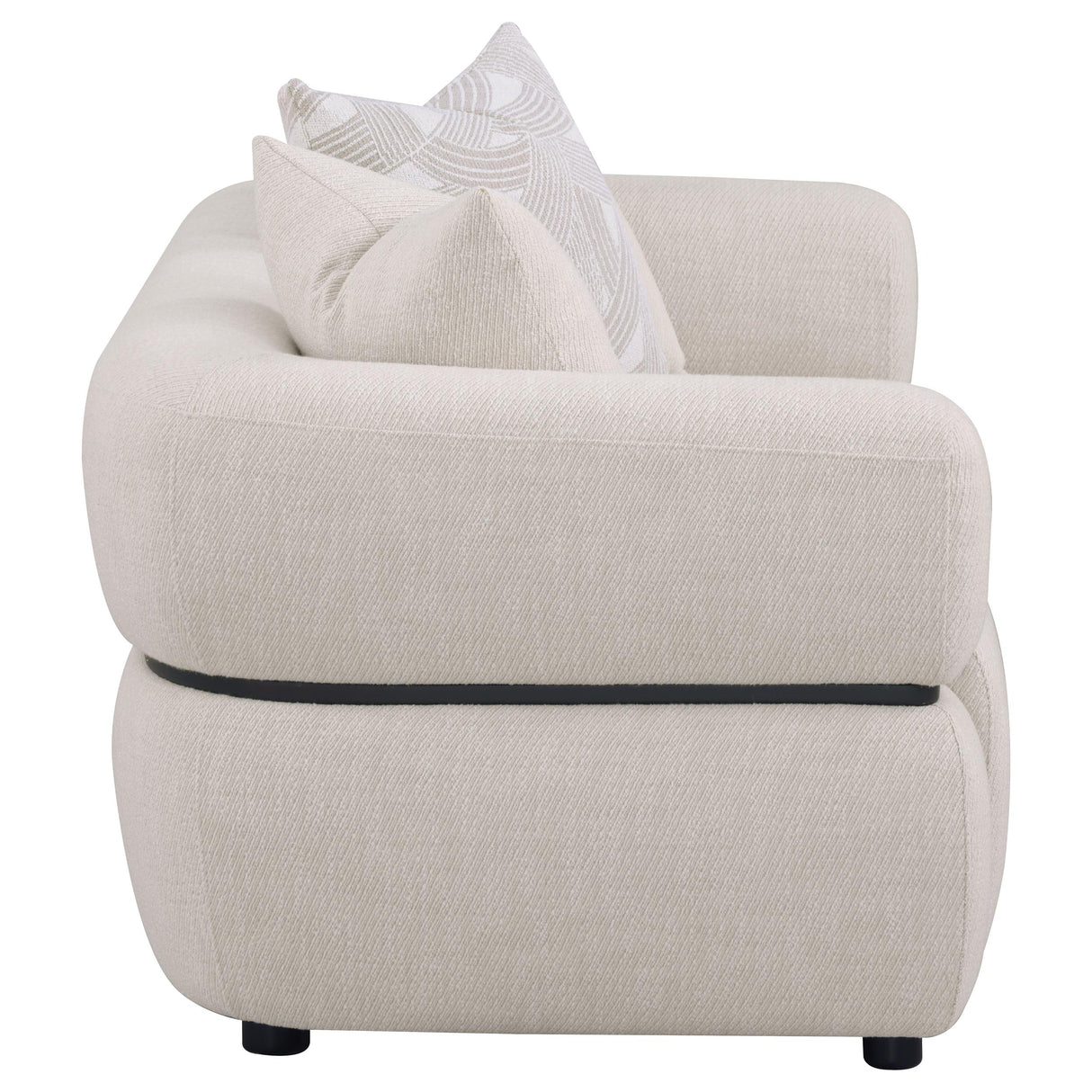 Jeanette 73-Inch Beige Fabric Upholstered Round Arm Loveseat