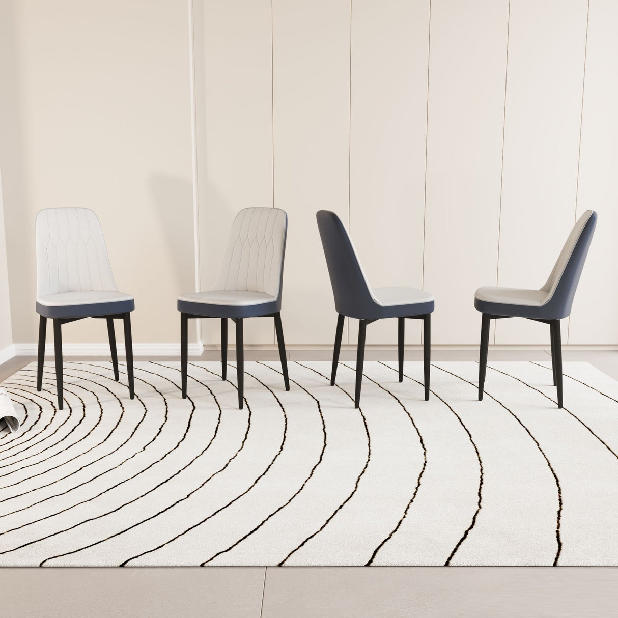 Modern Dining Chair With Cushions And Metal Legs