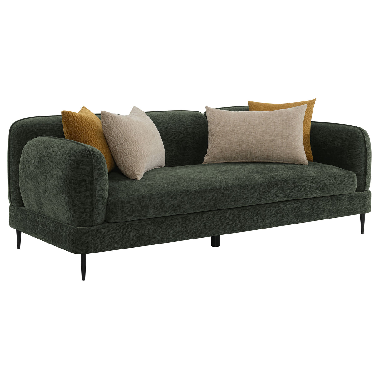 Jade Chenille Modern Track Arm Sofa in Green