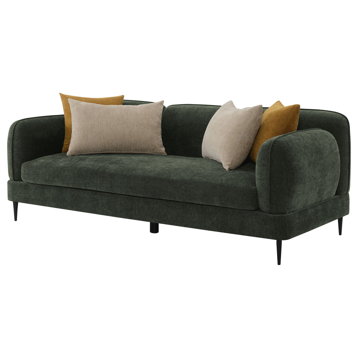 Jade Chenille Modern Track Arm Sofa in Green