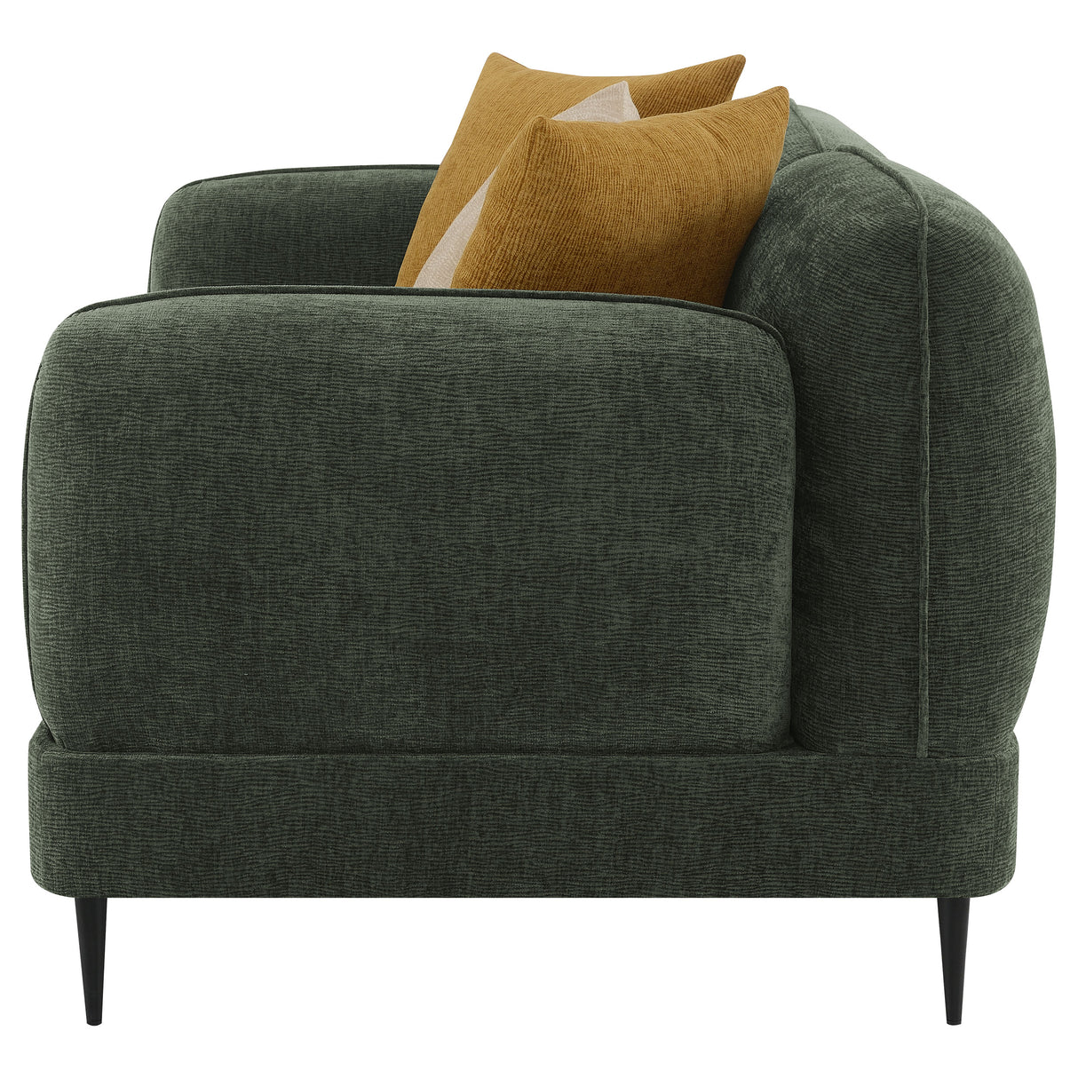 Jade Chenille Modern Track Arm Loveseat in Green