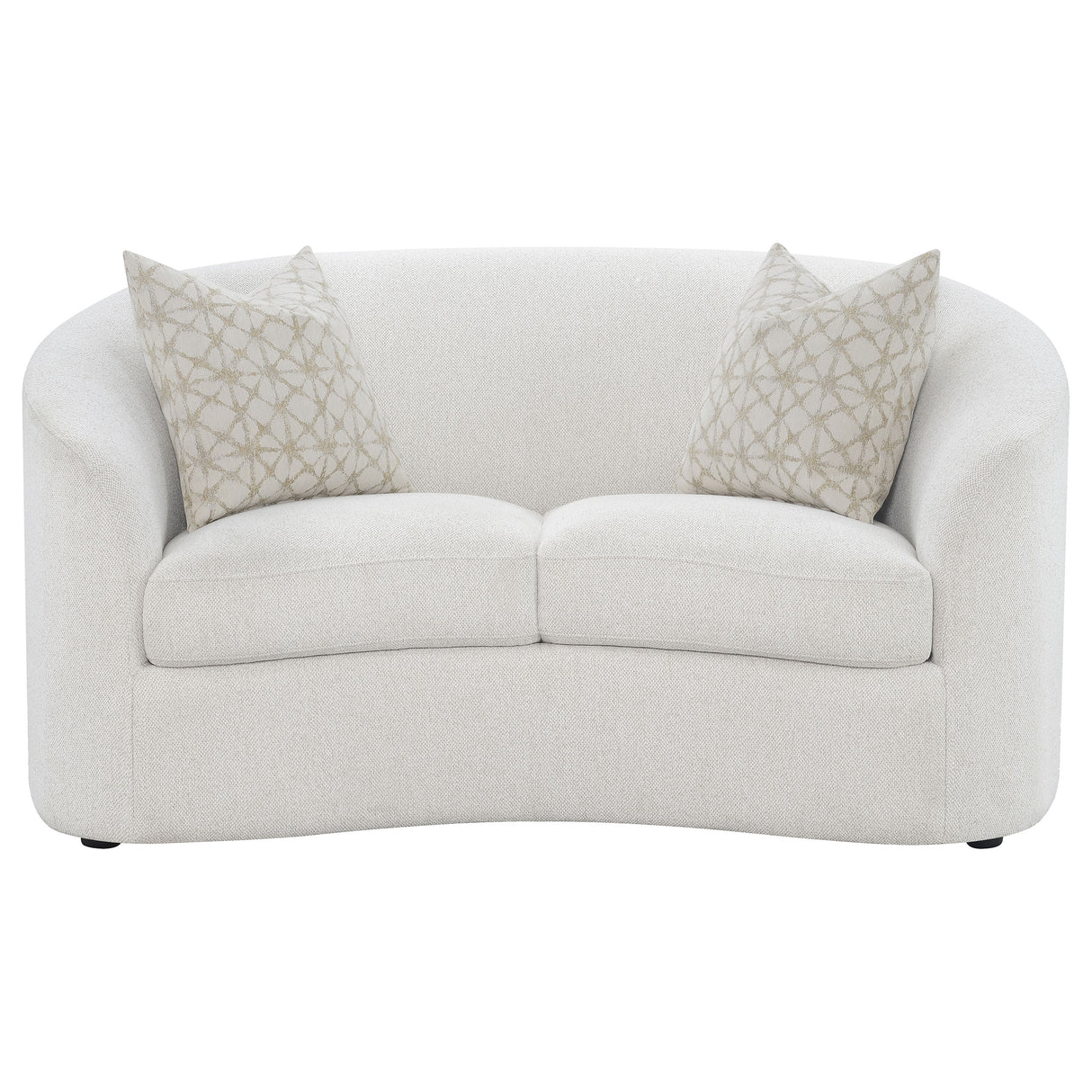 Rainn Boucle Upholstered Sloped Arm Loveseat in Latte
