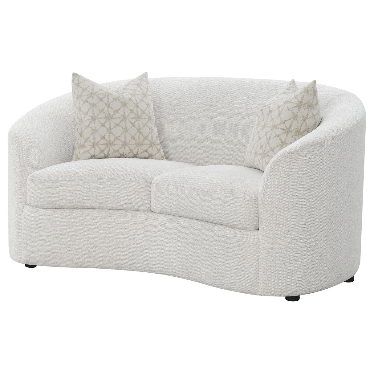 Rainn Boucle Upholstered Sloped Arm Loveseat in Latte