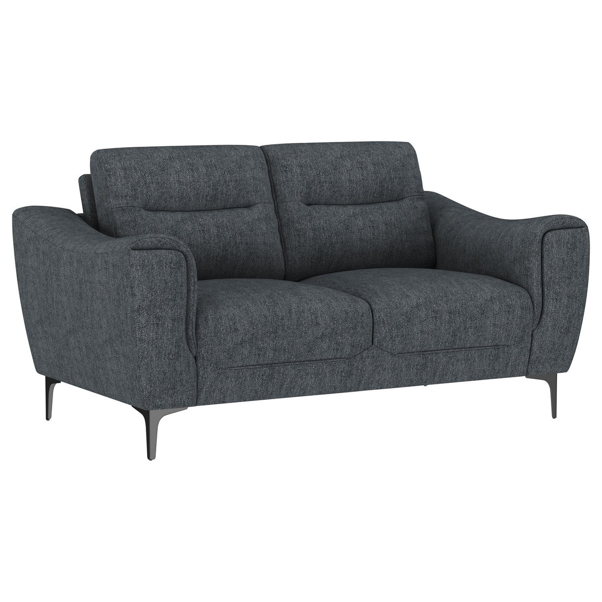 Nolan Upholstered Sloped Track Arm Loveseat in Charcoal