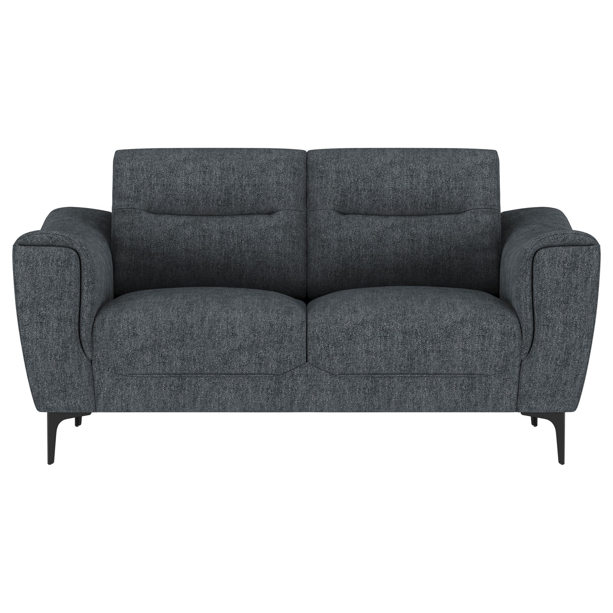 Nolan Upholstered Sloped Track Arm Loveseat in Charcoal