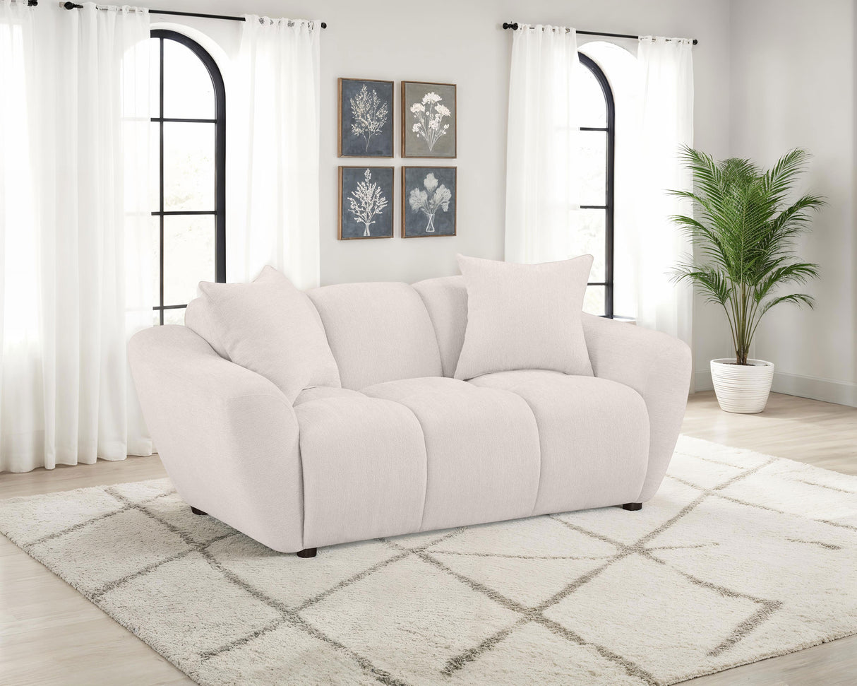 Destino Chenille Upholstered Splayed Arm Loveseat, Greige