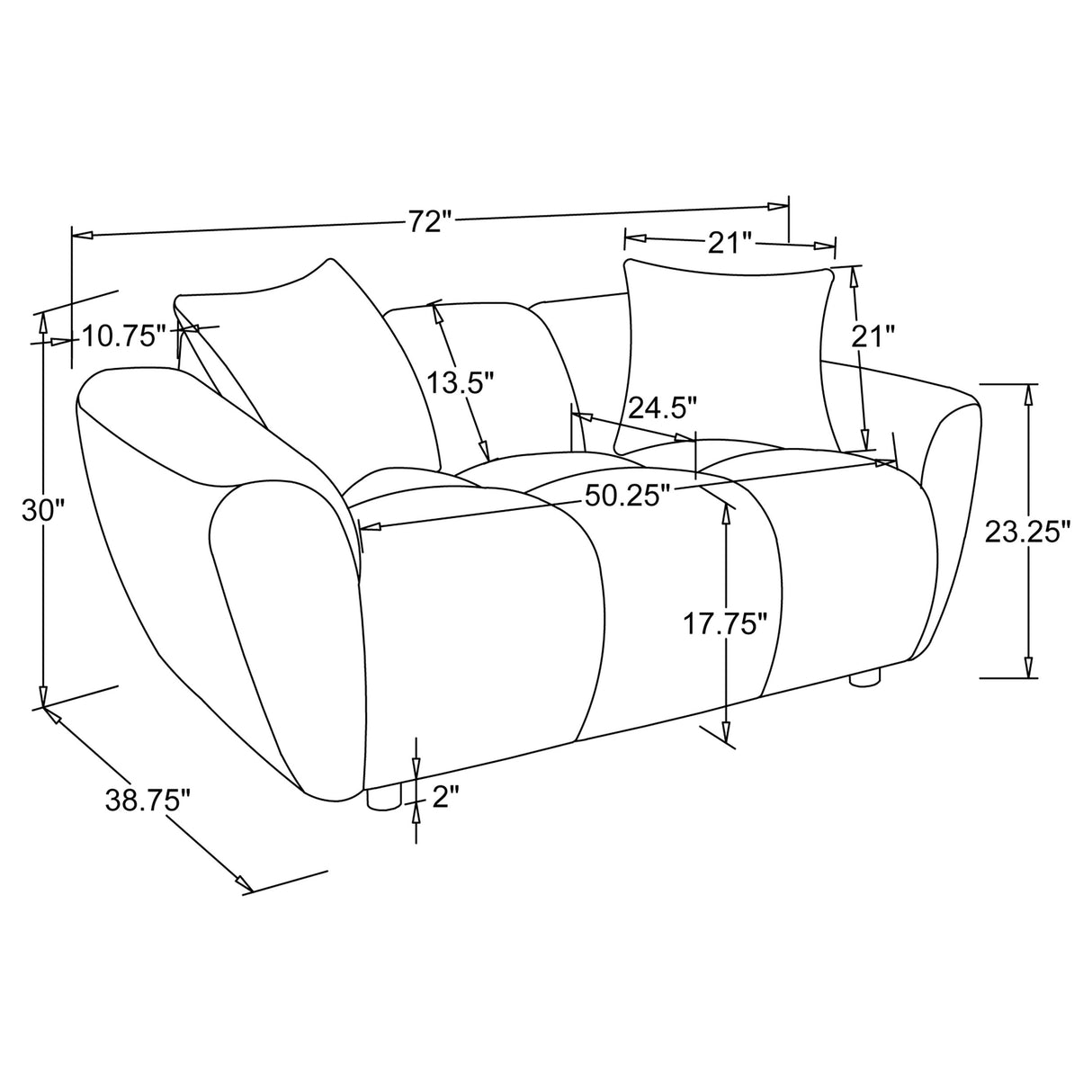 Destino Chenille Upholstered Splayed Arm Loveseat, Greige