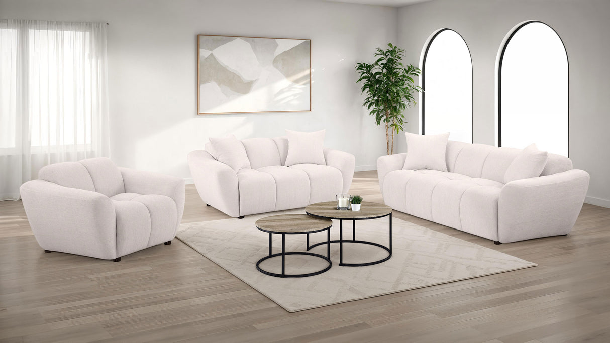 Destino Chenille Upholstered Splayed Arm Loveseat, Greige