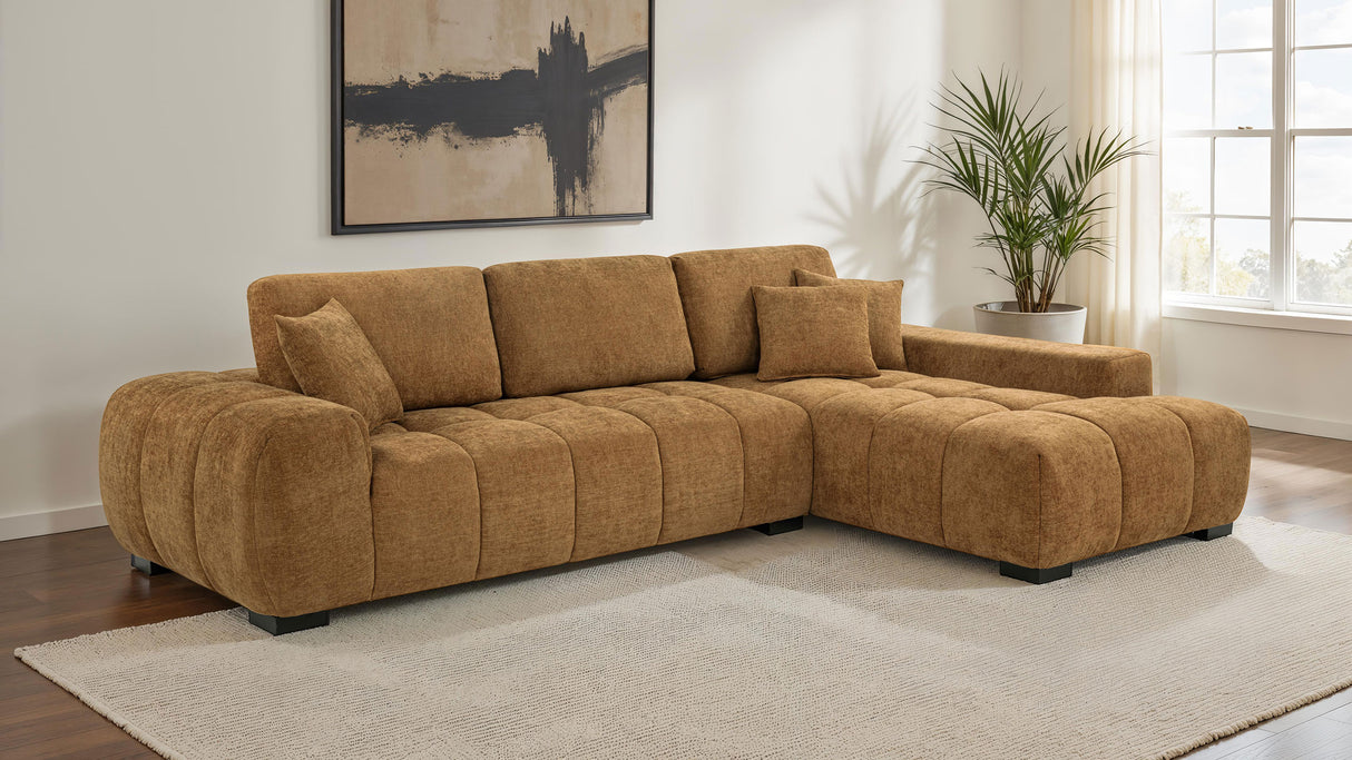 Octavia Upholstered Sectional Chaise Sofa in Amber
