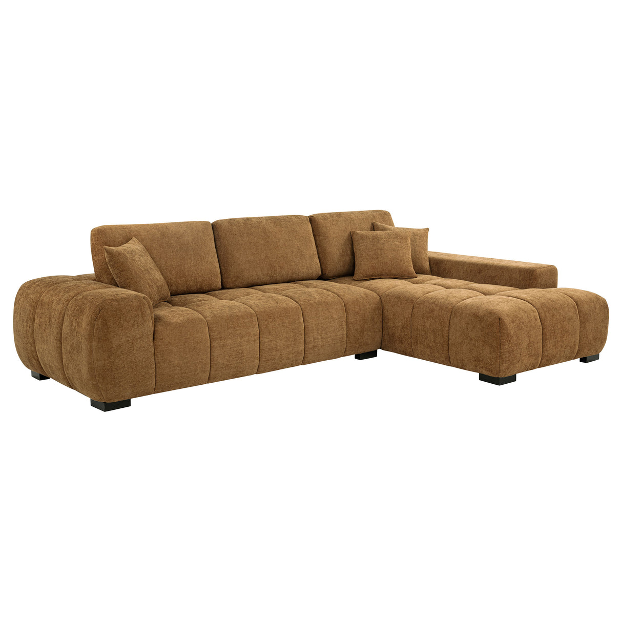Octavia Upholstered Sectional Chaise Sofa in Amber