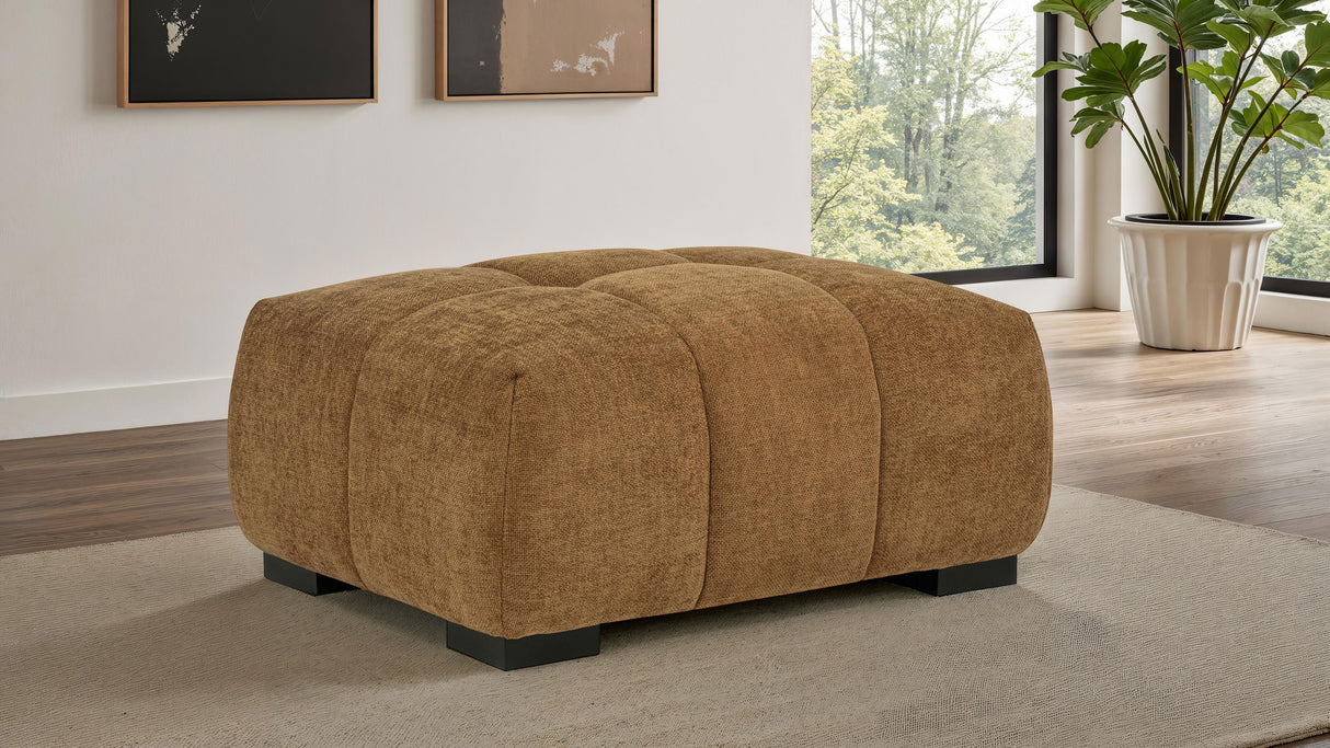 Octavia Upholstered Rectangular Ottoman in Amber