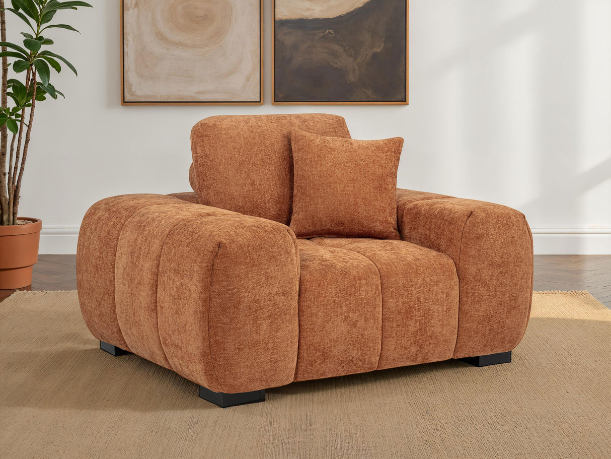 Octavia Upholstered Track Arm Accent Chair, Orange