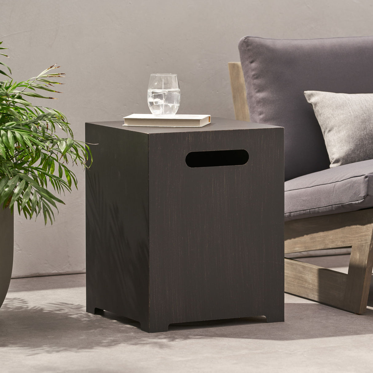 Modern Tank Holder Side Table With Powder Coated Frame