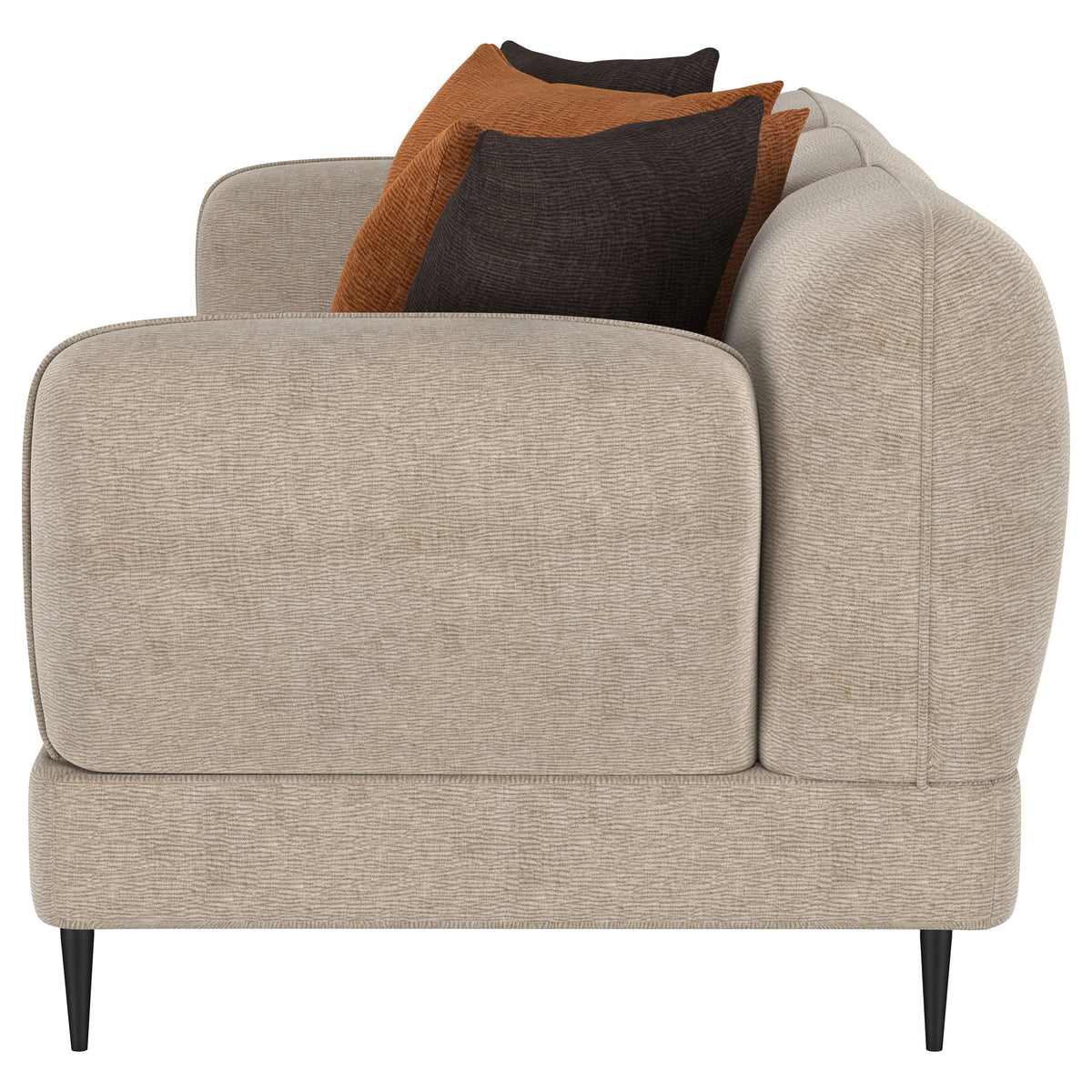 Jade Chenille Upholstered Sculpted Track Arm Sofa, Latte