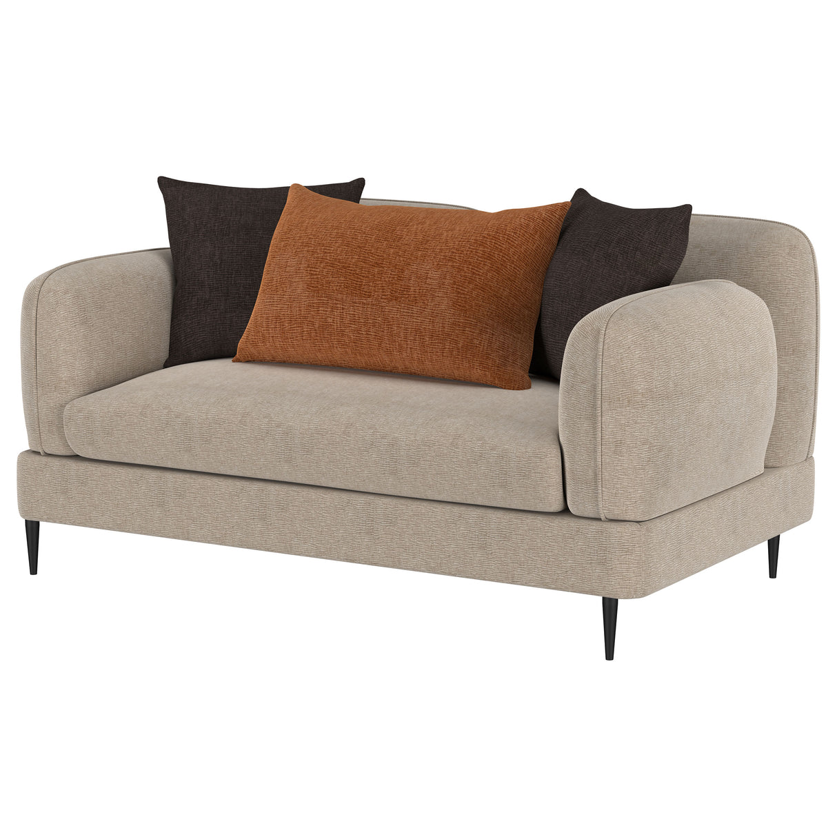 Jade Chenille Upholstered Sculpted Track Arm Loveseat, Latte