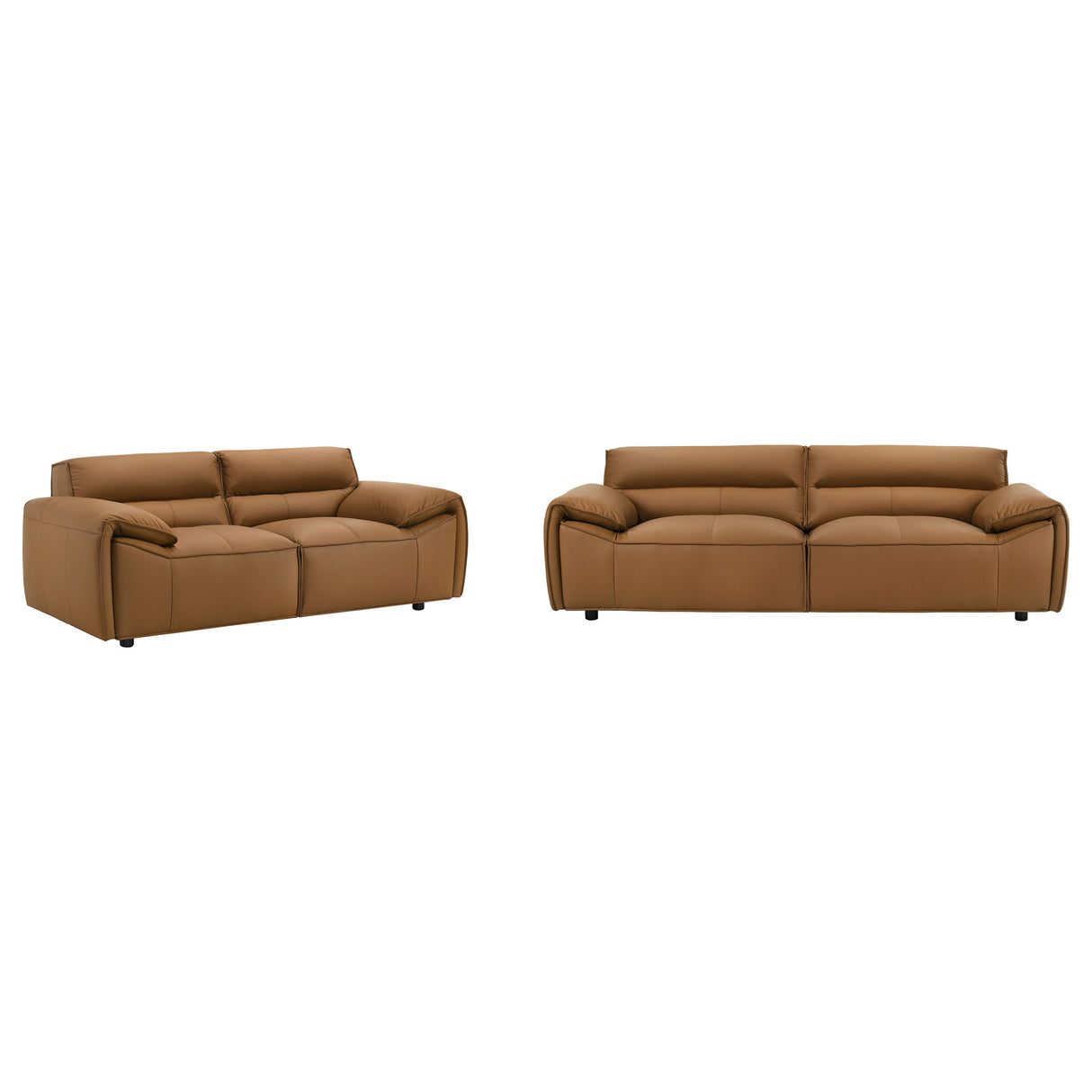 Buxton 2-Piece Orange Leather Upholstered Sofa Set