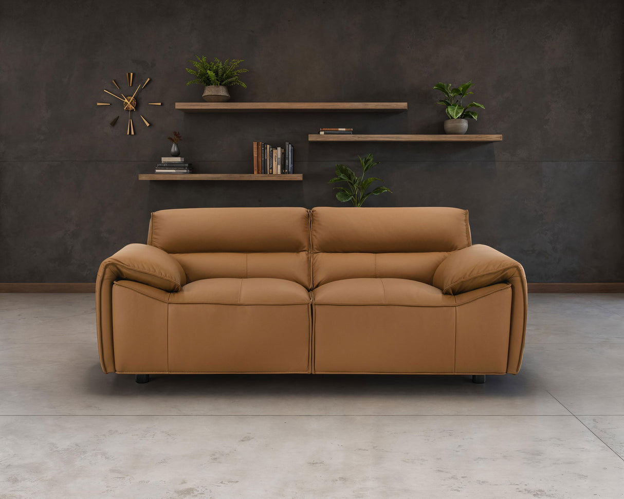 Buxton Top Grain Leather Loveseat in Orange