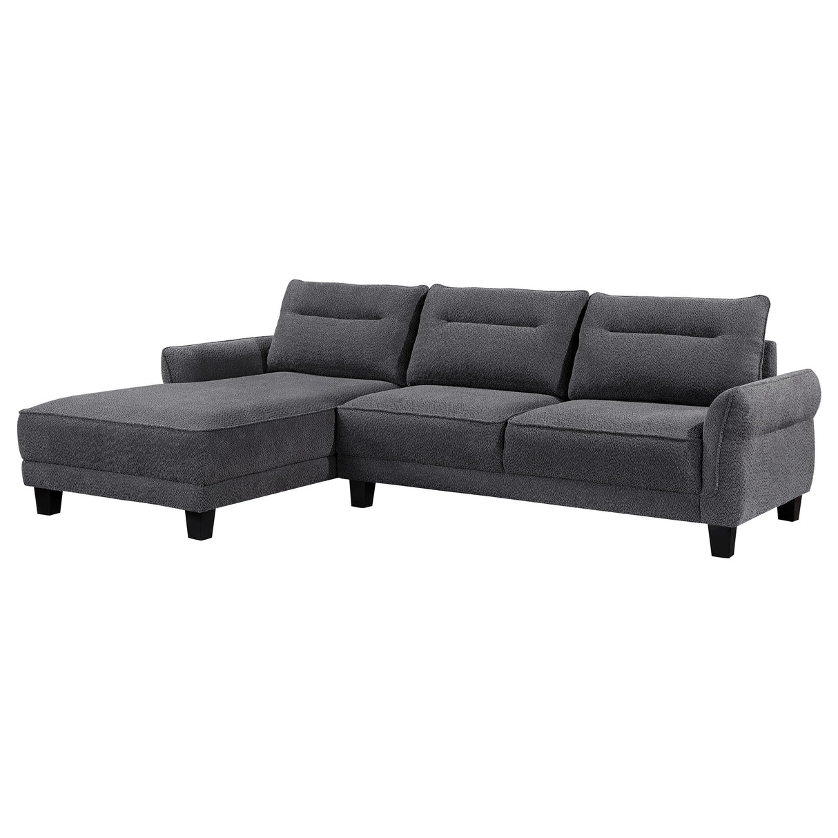 Caspian Upholstered Curved Arm Chaise Sectional - Grey