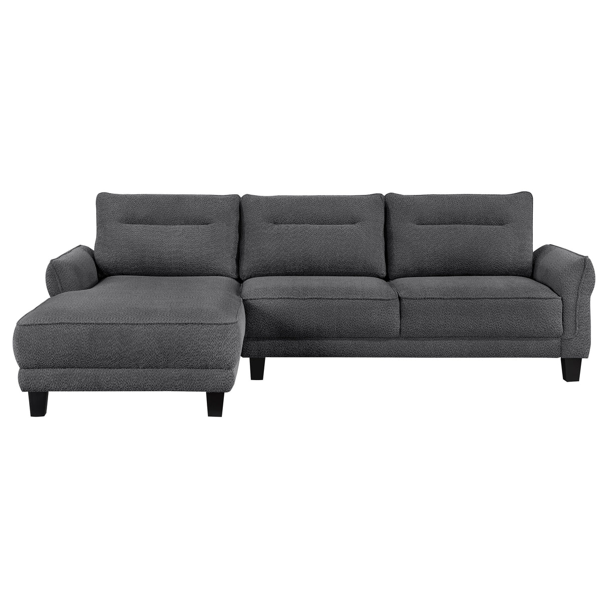 Caspian Upholstered Curved Arm Chaise Sectional - Grey