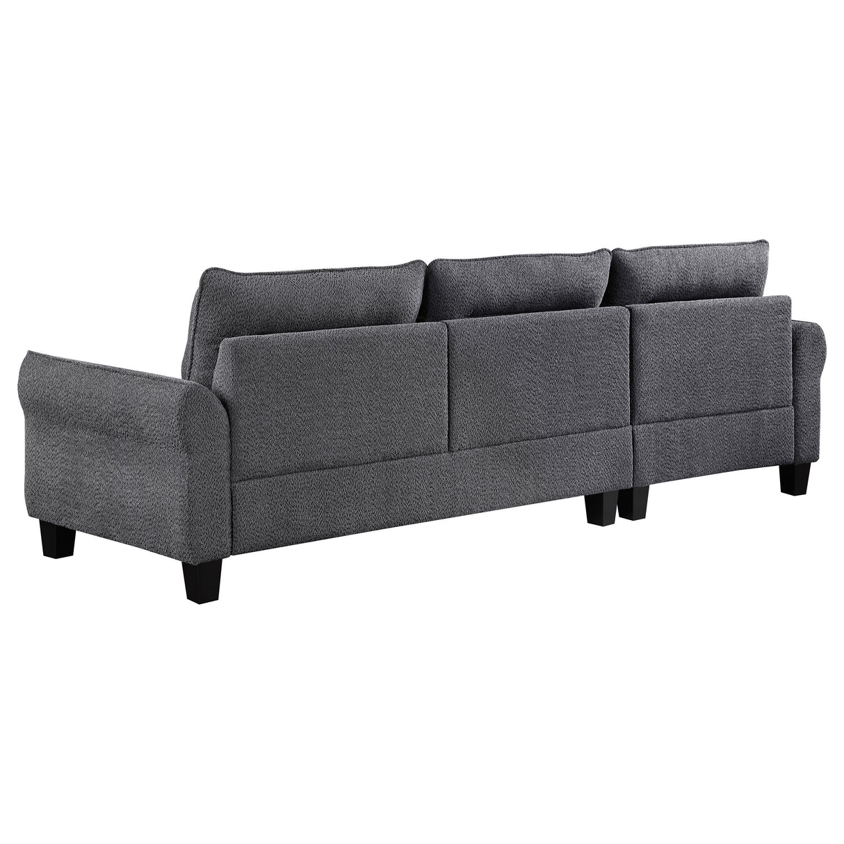 Caspian Upholstered Curved Arm Chaise Sectional - Grey
