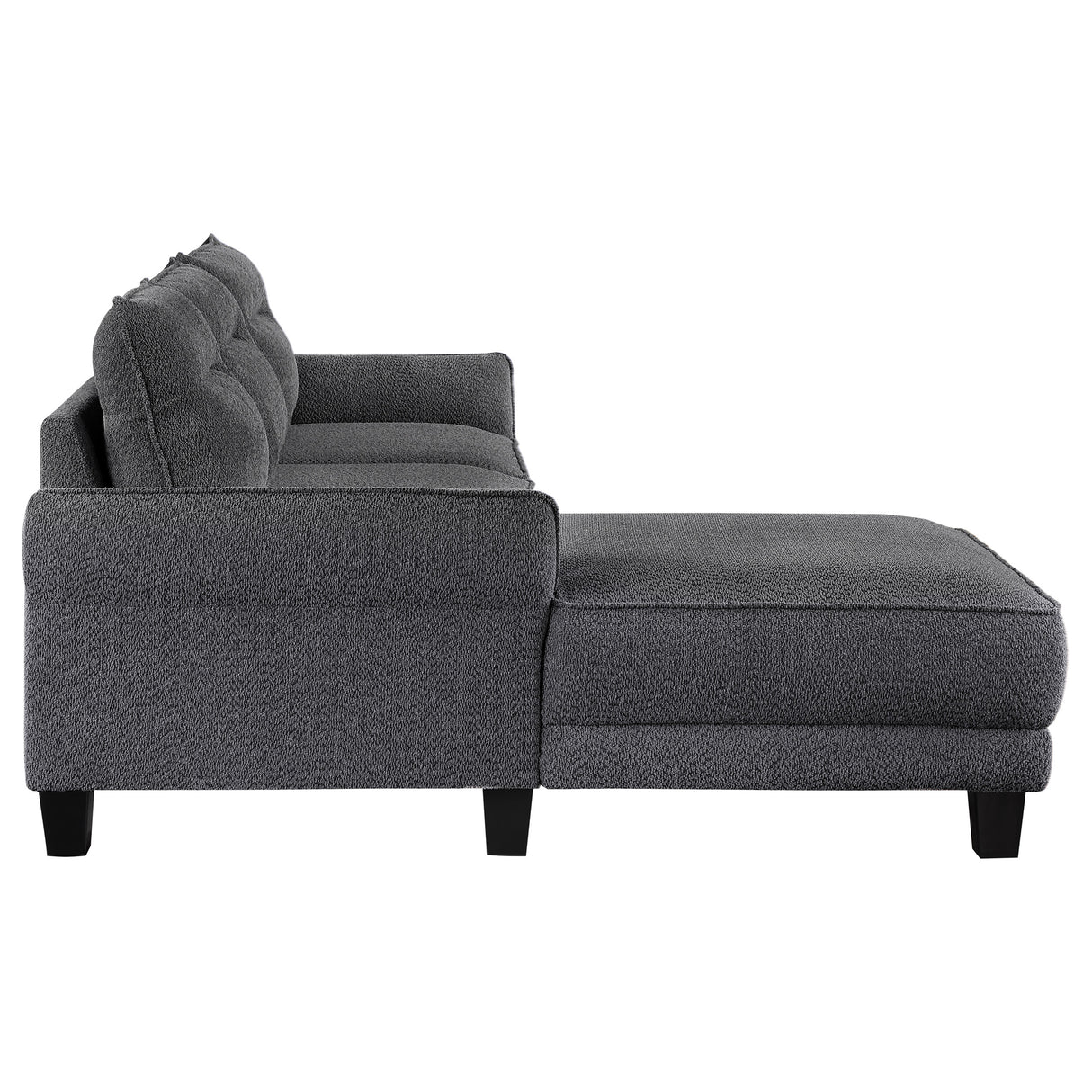 Caspian Upholstered Curved Arm Chaise Sectional - Grey