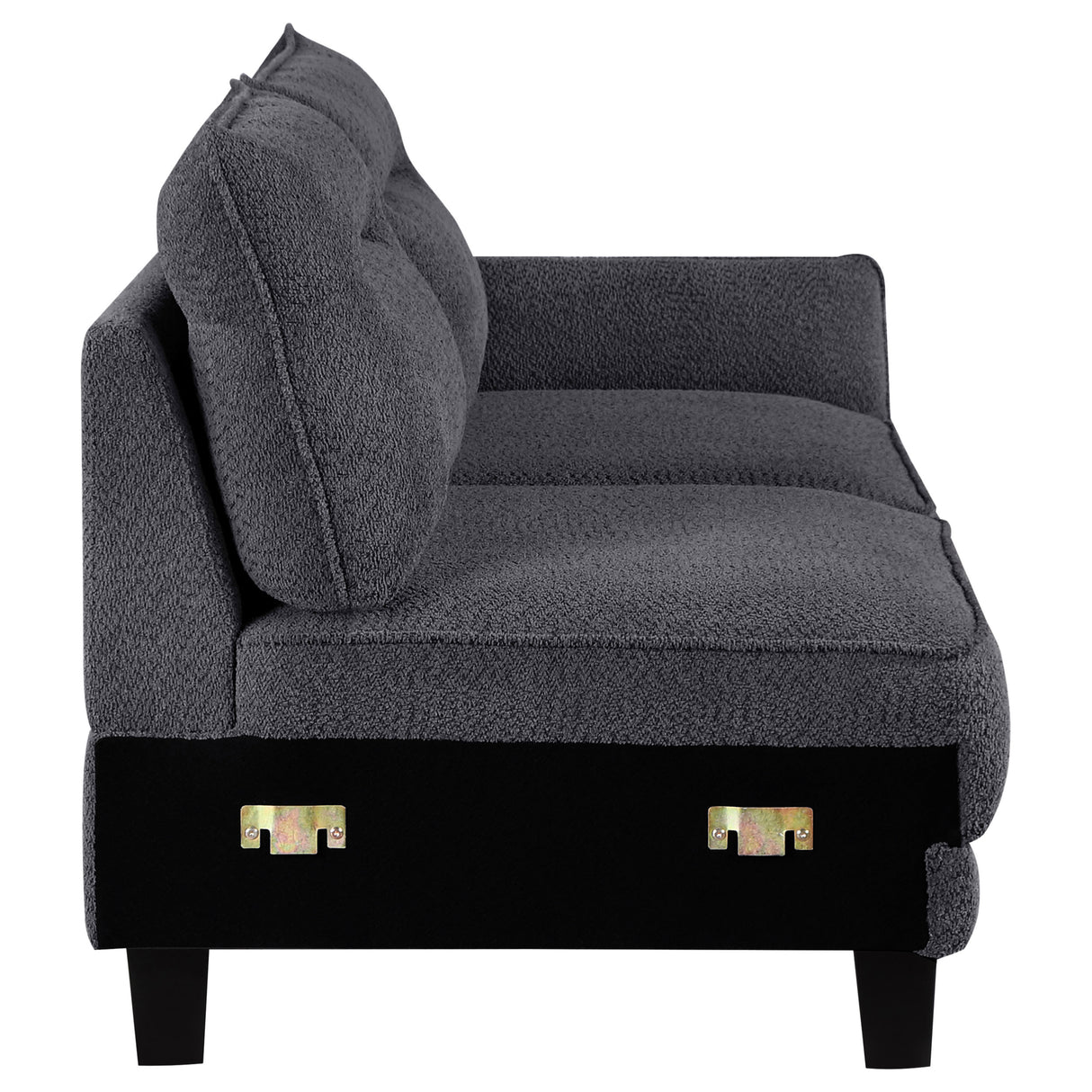 Caspian Upholstered Curved Arm Chaise Sectional - Grey