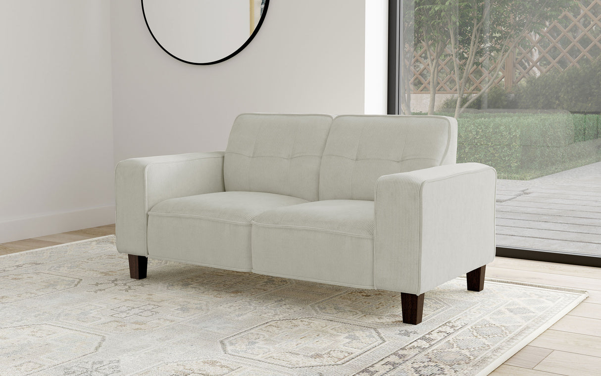 Deerhurst Upholstered Track Arm Tufted Loveseat in Greige