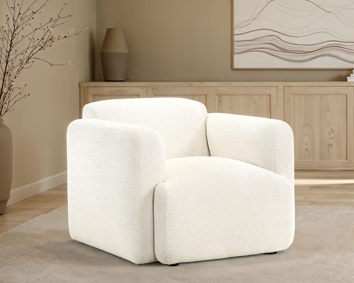 Dorset White Fabric Round Track Arm Accent Chair