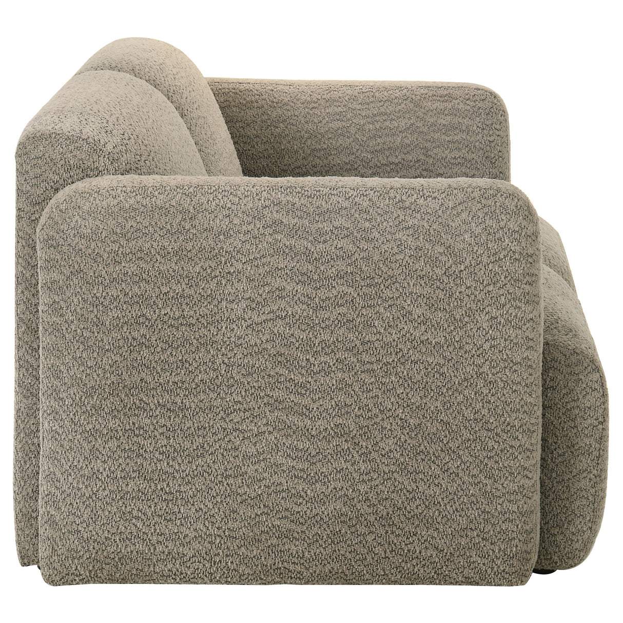 Dorset Fabric Upholstered Round Track Arm Loveseat in Brown