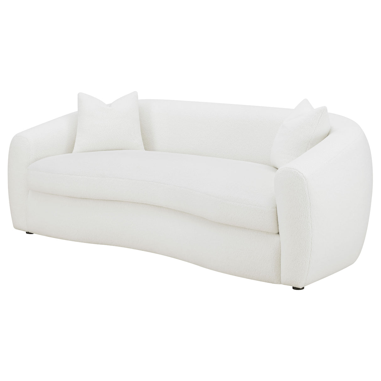 Isabella Faux Sheepskin Upholstered Sofa in Ivory