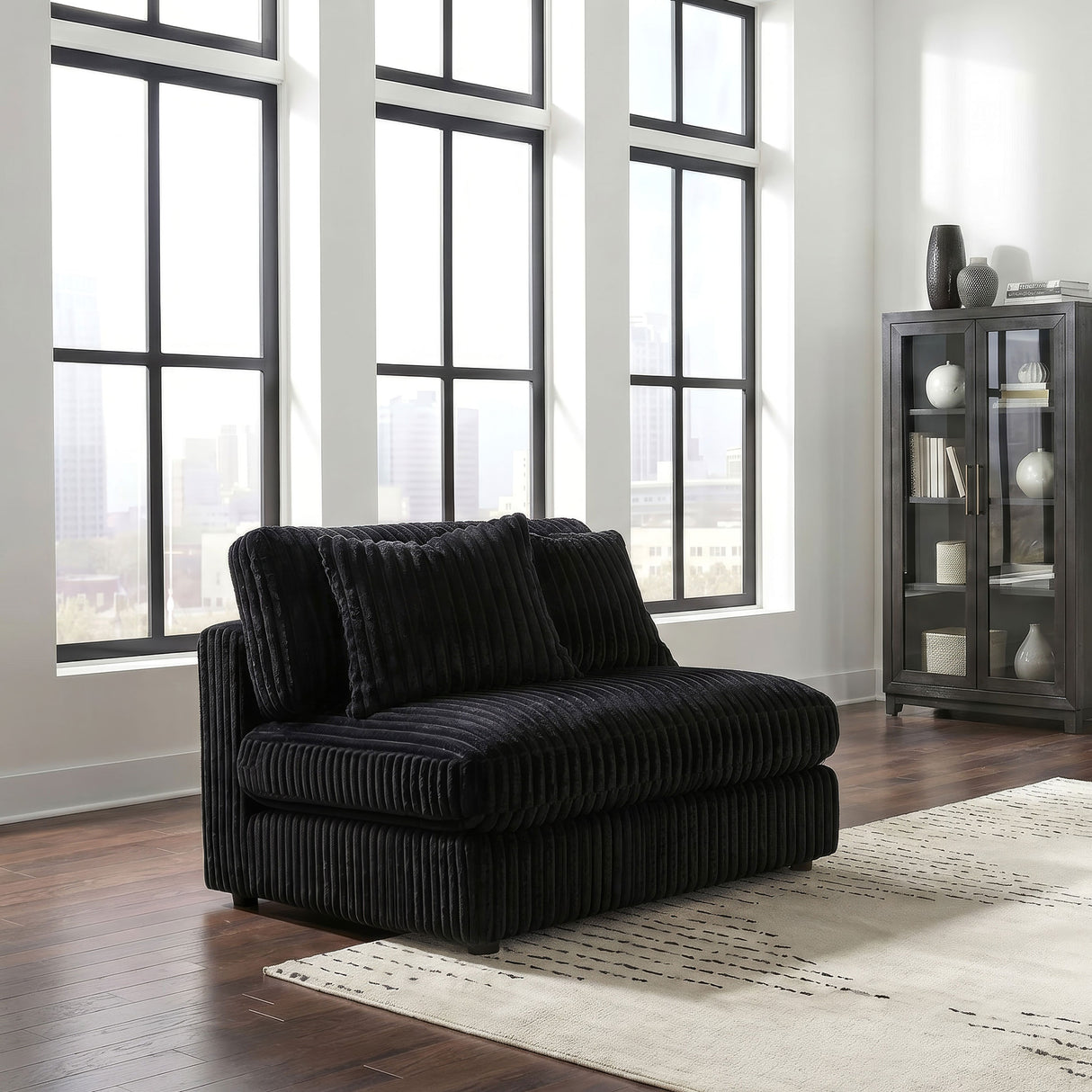 Blaine Black Corduroy Upholstered Armless Chair