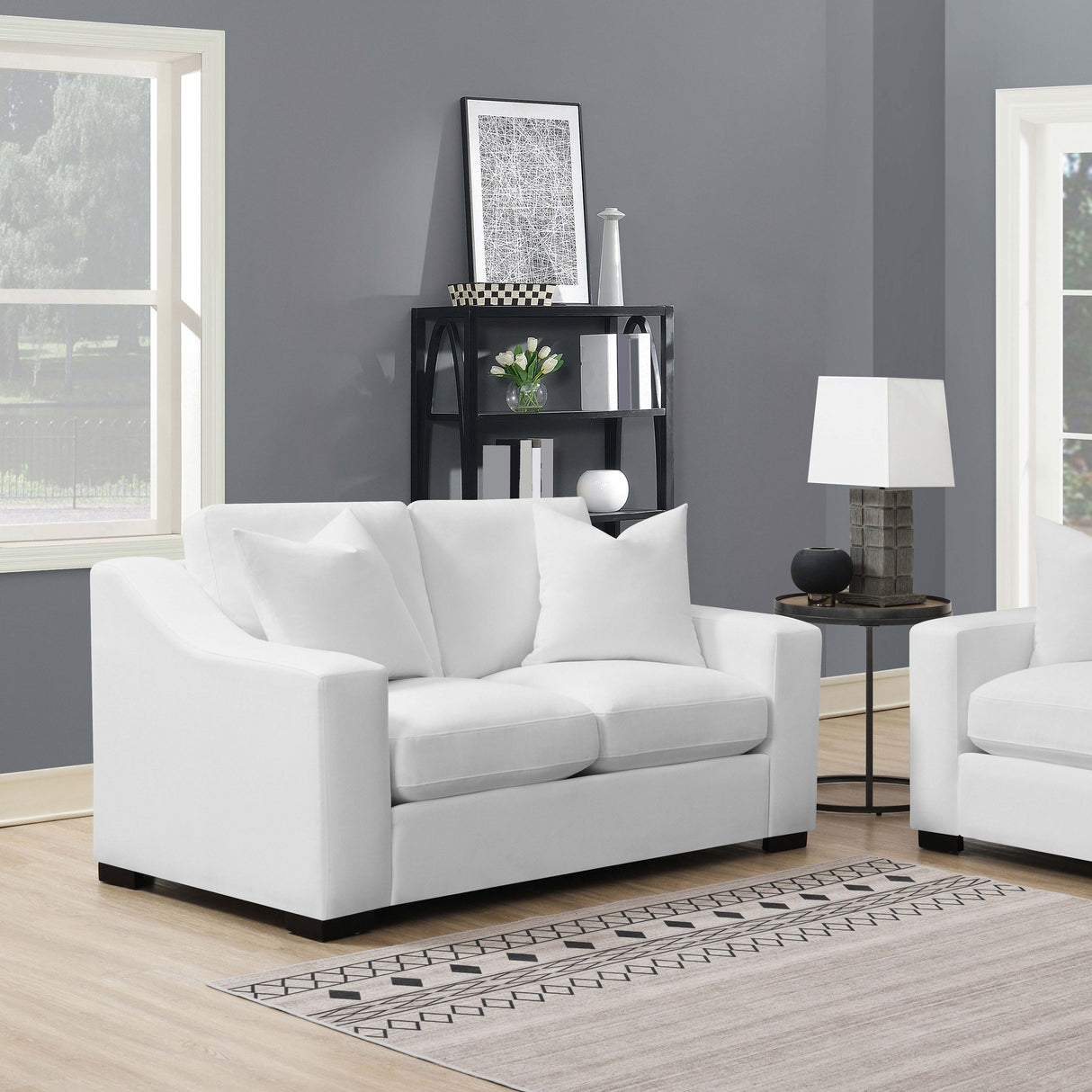 Ashlyn Upholstered Sloped Arm Loveseat in White