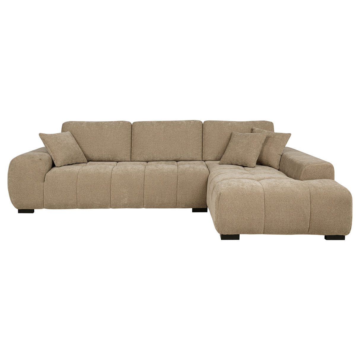 Octavia Upholstered Sectional Chaise Sofa in Camel