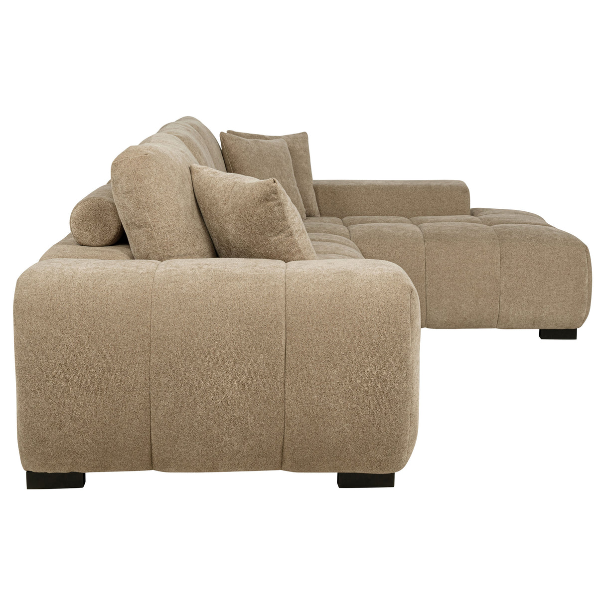 Octavia Upholstered Sectional Chaise Sofa in Camel