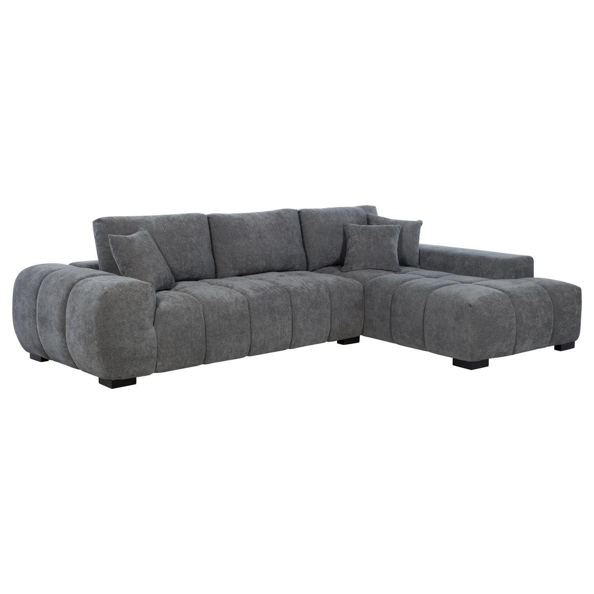 Octavia Upholstered Sectional Chaise Sofa in Charcoal Grey