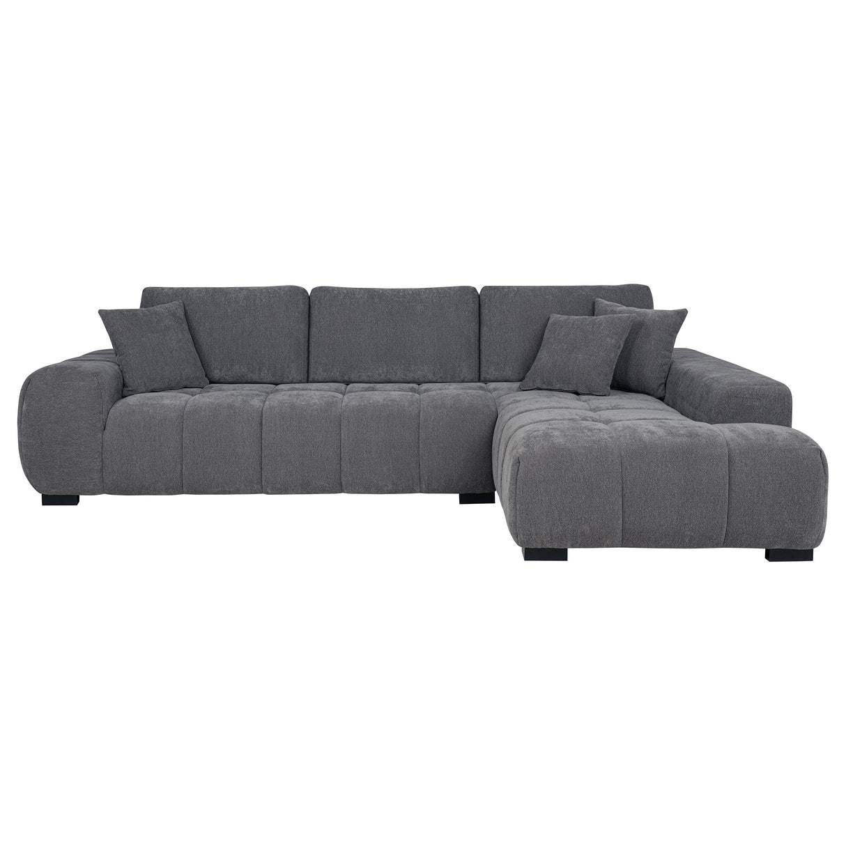 Octavia Upholstered Sectional Chaise Sofa in Charcoal Grey