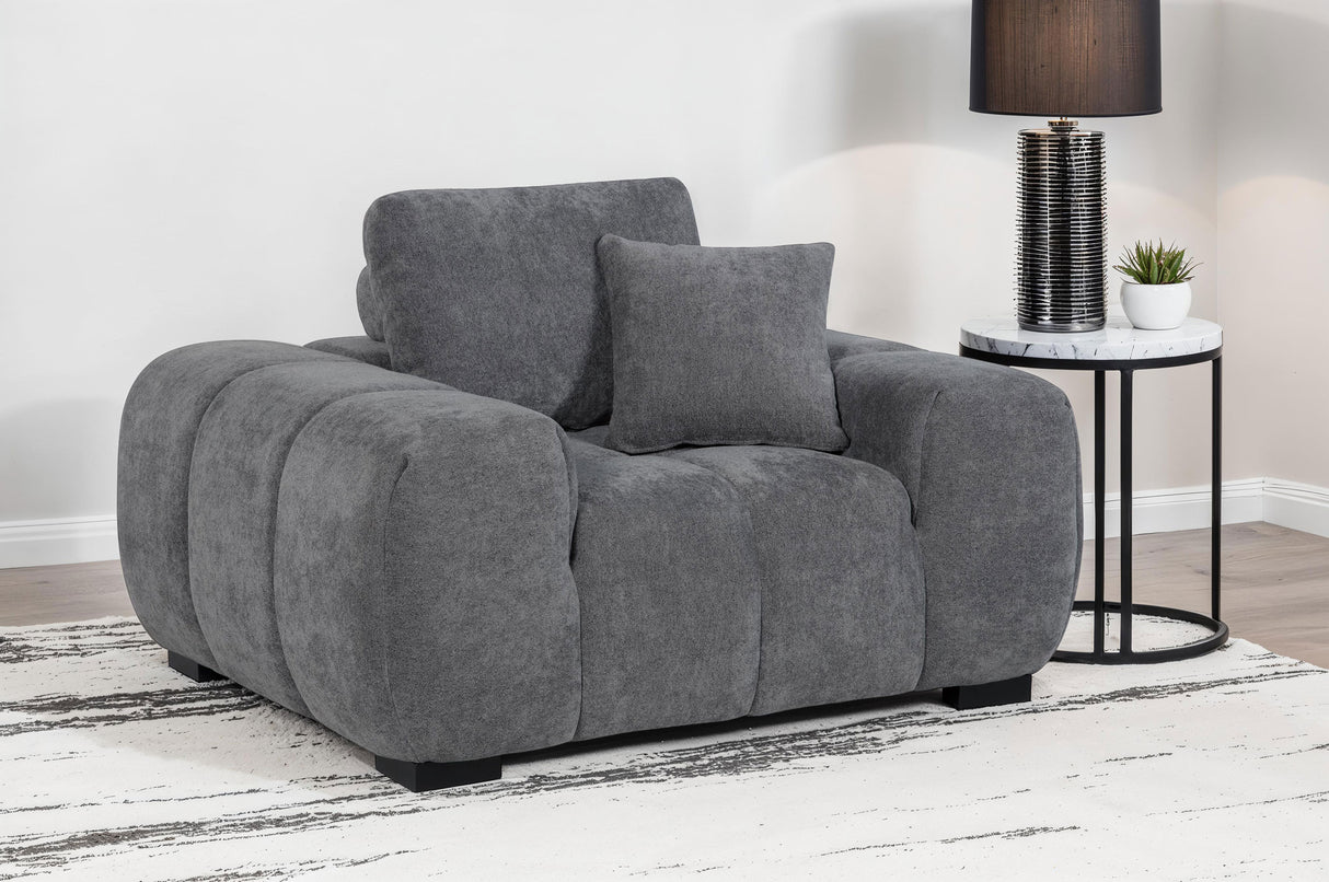 Octavia Upholstered Track Arm Accent Chair - Charcoal Grey