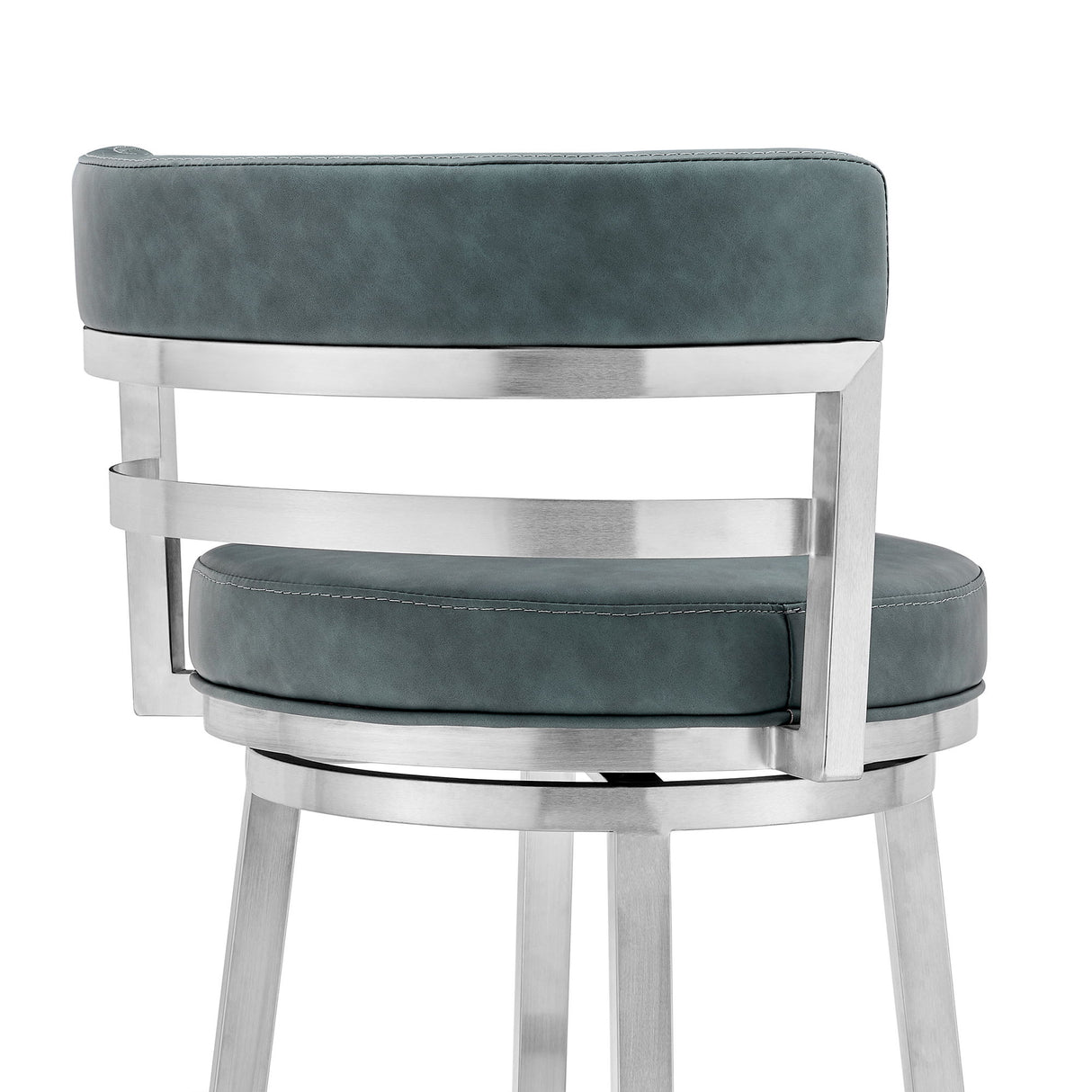 Titana - Swivel Faux Leather And Brushed Stainless Steel Bar Stool
