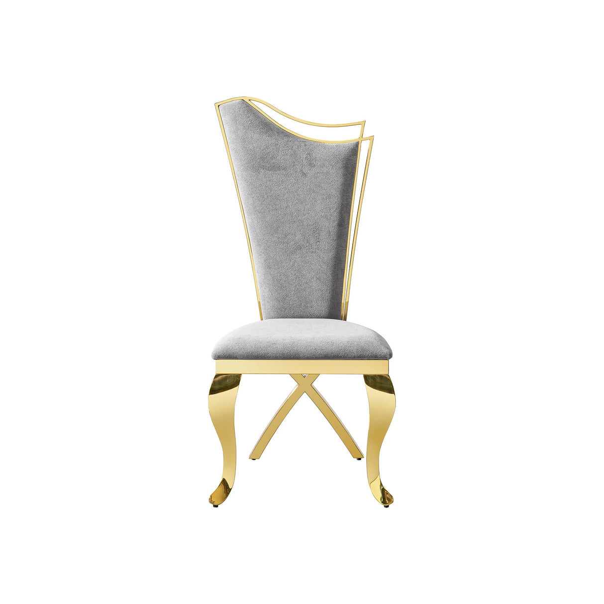 Gorgeous Streamlined High Back Fabric Stainless Steel Dining Chair (Set of 2) - Gold