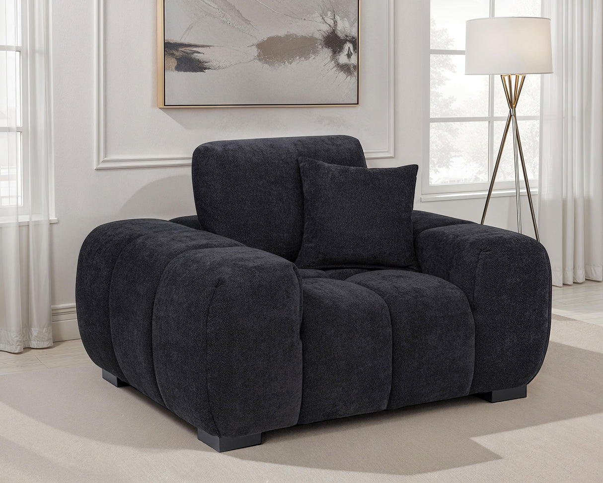 Octavia Upholstered Track Arm Accent Chair, Black