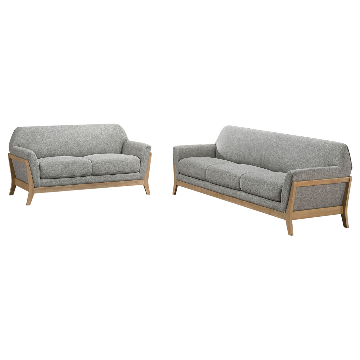 Vaughn 2-Piece Grey Fabric Sofa Set with Flared Arms